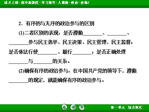 高中政治必修二综合探究1 有序与无序的政治参与高一政治（人教版）必修2课件：第7页