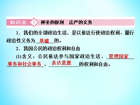 高中政治必修二第一单元 第1课 第2框 政治权利与义务 参与政治生活的基础课件 新人教版必修22第10页