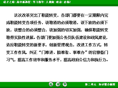 高中政治必修二知识整合梳理2 第二单元 为人民服务的政府高一政治（人教版）必修2课件：2第10页