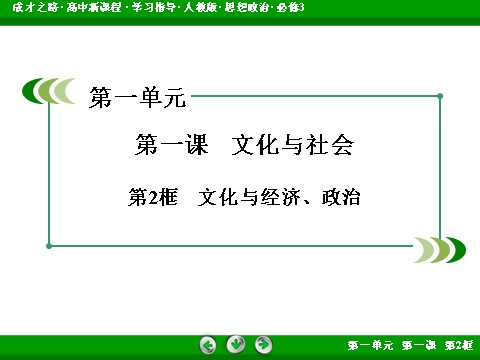 高中政治必修三第1单元 第1课 第2框 文化与经济、政治2016春人教版政治必修3课件： 第3页