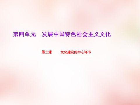 高中政治必修三第四单元 第十课 文化建设的中心环节课件 新人教版必修3第1页