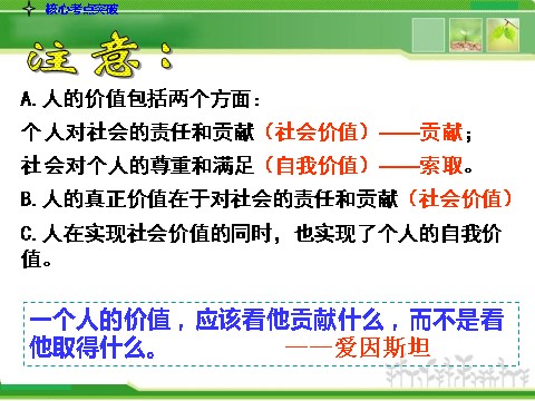 高中政治必修四人教版高中政治复习课件：4-4-12实现人生的价值第6页