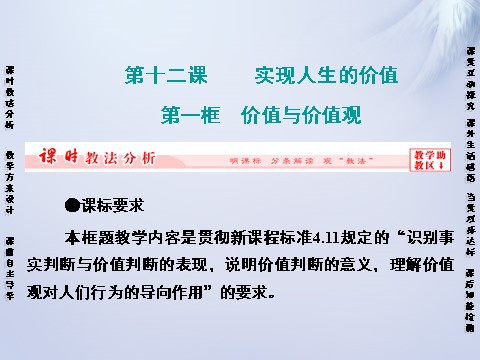 高中政治必修四2015-2016学年高中政治 第十二课 第一框 价值与价值观课件 新人教版必修4第1页