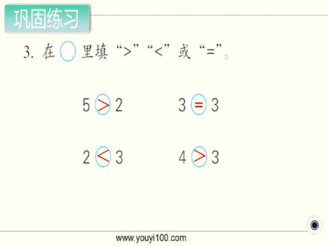 一年级上册数学（苏教版）第5课时 ＝、＞和＜的认识第9页