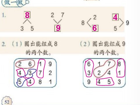 一年级上册数学(人教版）《8和9的组成及加减法》课件第3页