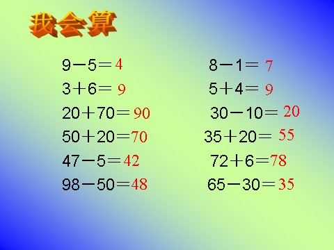 一年级下册数学（苏教版）两位数加、减两位数(不进位、不退位)ppt课件第1页