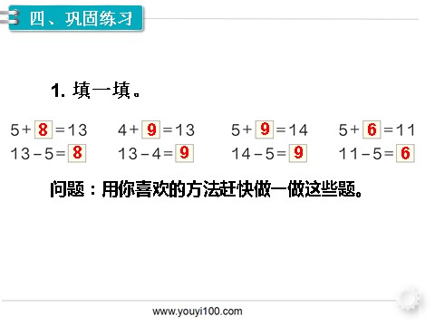 一年级下册数学（人教版）第6课时  十几减5、4、3、2第9页