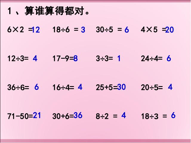 二年级下册数学（人教版）ppt-《表内除法―除法初步的认识整理和复习》教学PP第7页