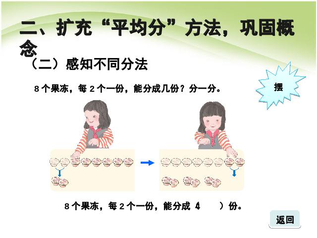 二年级下册数学（人教版）数学公开课表内除法(一):平均分(2)课件ppt第7页