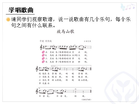 三年级上册音乐（人教版）放马山歌(五线谱)第5页