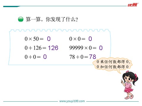 三年级上册数学(北师大版）第5课时 0×5=？第4页