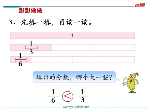 三年级上册数学（苏教版）第2课时 几分之一的大小比较第6页