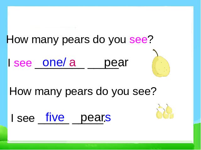 三年级下册英语(PEP版)Unit5 Do you like pears? A let's talk 第5页