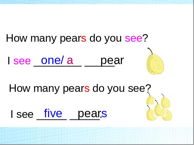 三年级下册英语(PEP版)PEP Unit5 Do you like pears? A let's learn课件ppt第4页