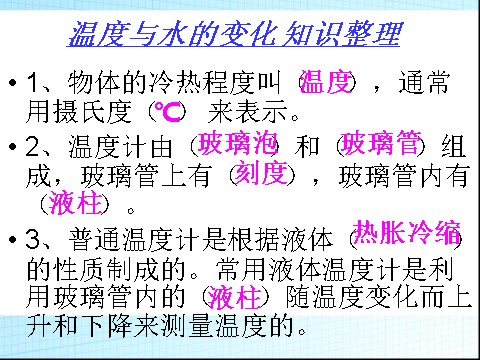 三年级下册科学（教科版）三下科学第三单元:温度与水的变化复习ppt课件第2页