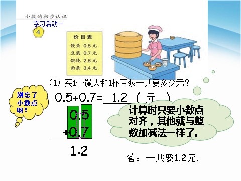 三年级下册数学（苏教版）简单的小数加减法ppt课件(数学）第5页