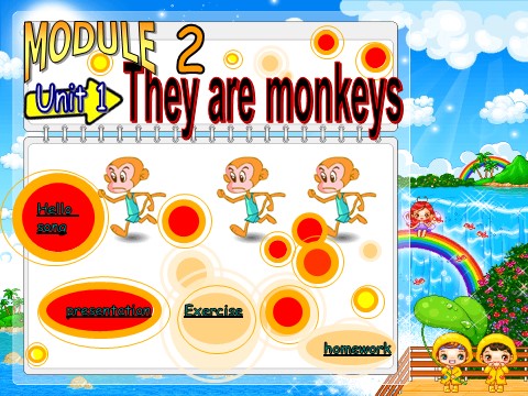 三年级下册英语（外研版三起点）优质课Module2 Unit1 They're monkeysppt课件第1页