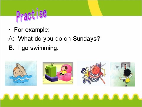 三年级下册英语（外研版三起点）外研版英语Module6 What do you do on Sundaysppt课件第7页