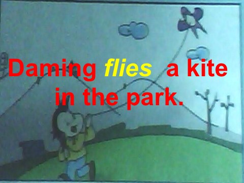 三年级下册英语（外研版三起点）公开课Unit2 Daming flies a kite in the parkppt课件第7页