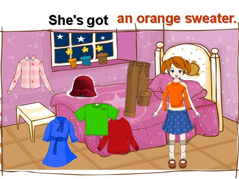 三年级下册英语（外研版三起点）外研版Module10 Unit2 She's got an orange sweaterppt课件第5页
