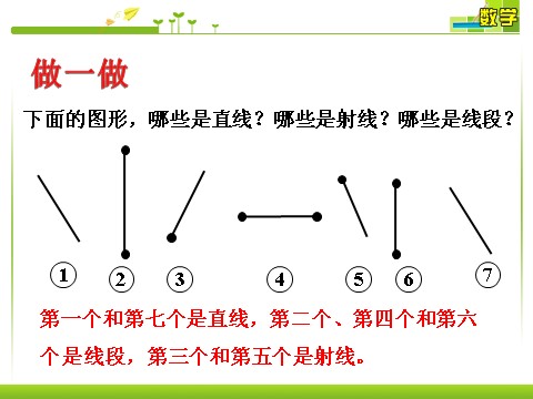 四年级上册数学（人教版）做一做_线段 直线 射线第1页