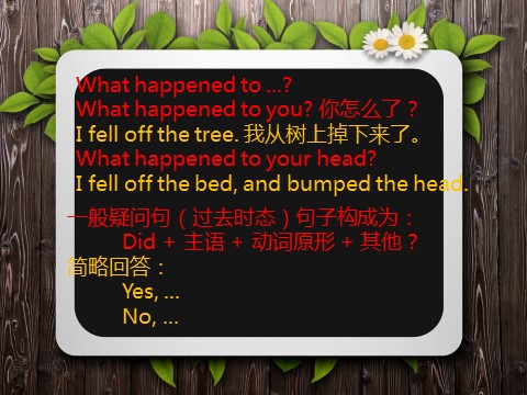 四年级上册英语（外研一起点）Module 9 Unit 1 what happened to your head-did you 句型第2页