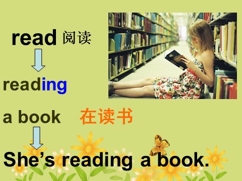 四年级上册英语（外研三起点）Unit 1 She is reading a book 课件 2第4页