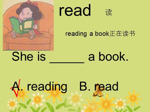 四年级上册英语（外研三起点）Unit 1 She is reading a book 课件 2第8页
