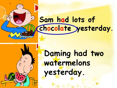 四年级下册英语（外研版三起点）原创Module10 Unit2 Sam had lots of chocolateppt课件第8页