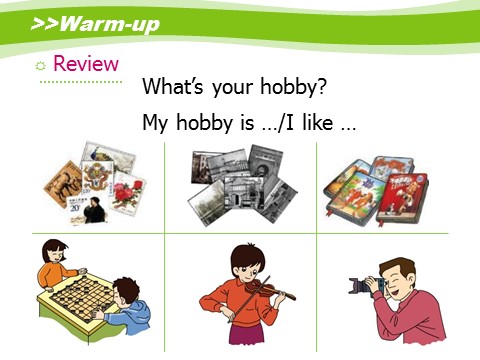 五年级上册英语（湘少版）Unit9_What’s_your_hobby？第3课时课件第2页