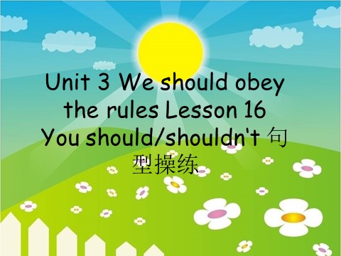 五年级下册英语（精通版）Lesson 16--You should shouldn't 句型操练第1页