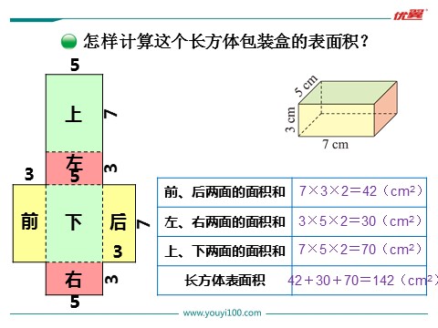 五年级下册数学（北师大）长方体的表面积第3页