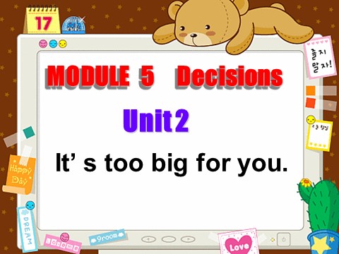 五年级下册英语（外研版三起点）教研课Module5 Unit2 It's too big for youppt课件第1页