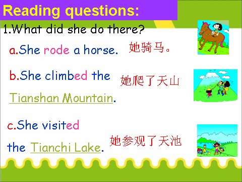 五年级下册英语（外研版三起点）优质课She visited the Tianchi Lakeppt课件第9页