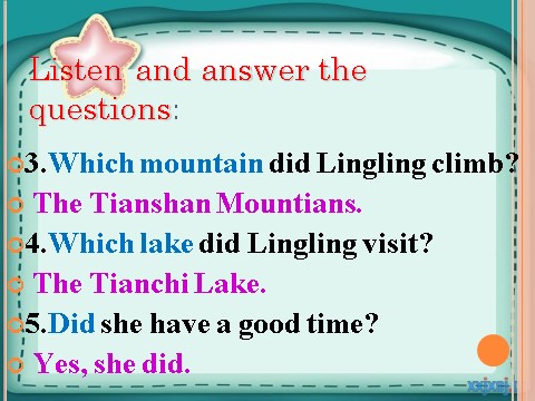 五年级下册英语（外研版三起点）优质课Module6 Unit2 She visited the Tianchi Lakeppt课件第10页
