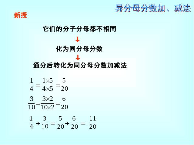 五年级下册数学（人教版）数学第五单元-《异分母分数加减法》第4页