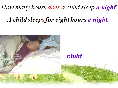 六年级上册英语（外研一起点）Module 7 Unit 2 A child sleeps for ten hours a night 课件第9页