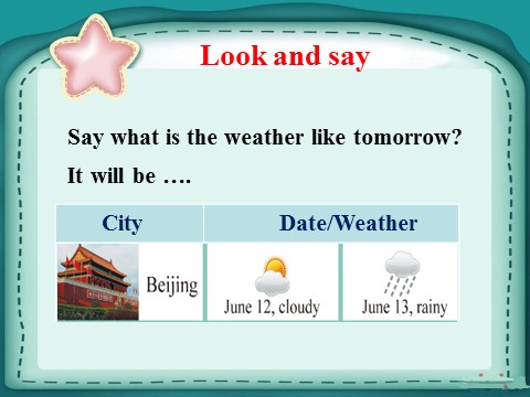 六年级上册英语（科普版）Lesson 3 It will be sunny this Sunday 课件 2第4页