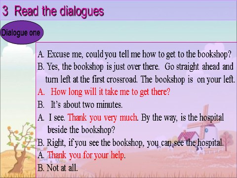六年级下册英语（精通版） Lesson 10--英语问路口语第10页