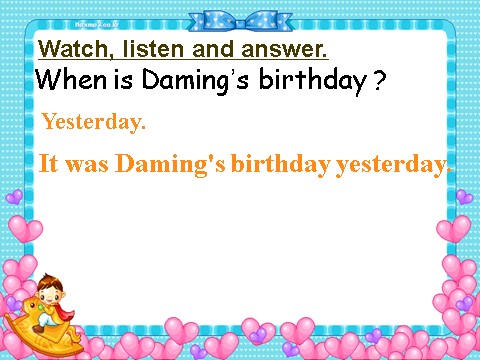 六年级下册英语（外研版三起点）公开课Unit1 It was Daming's birthday yesterdayppt课件第7页