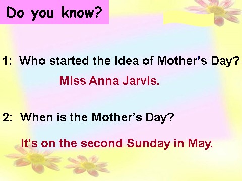 六年级下册英语（闽教版）Unit 4 Mother's Day Part A The start of Mother's Day第7页