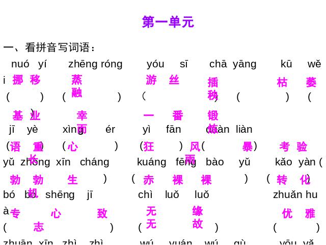 六年级下册语文《期末总复习资料》语文公开课第1页