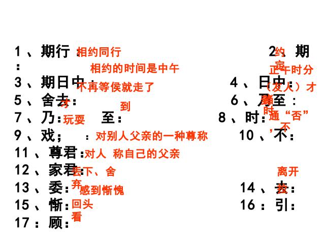 初一上册语文初一语文ppt《第8课:陈太丘与友期》课件第9页