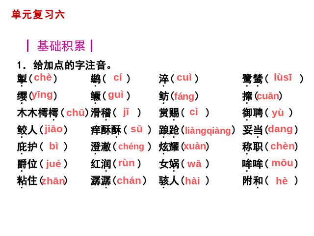 初一上册语文《第六单元复习》(语文)第3页