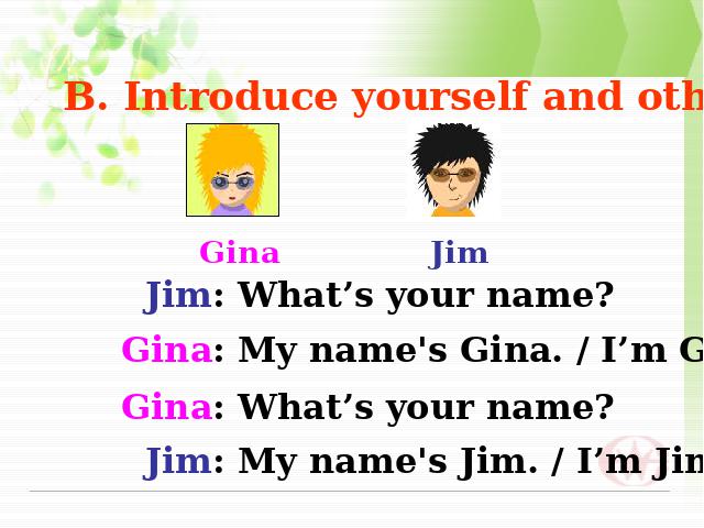 初一上册英语课件 Unit1 My name's Gina原创ppt（英语）第6页