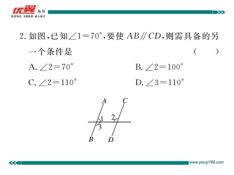 初一下册数学（湘教版）综合滚动练习：平行线的性质与判定第3页