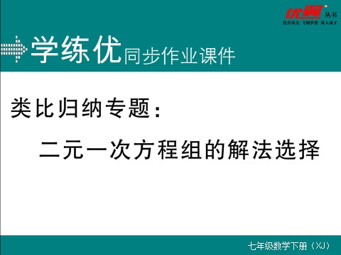 初一下册数学（湘教版）类比归纳专题：二元一次方程组的解法选择第1页