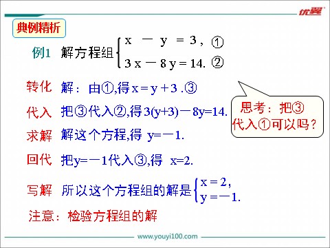 初一下册数学（湘教版）1.2.1 代入消元法第8页