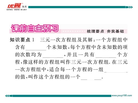 初一下册数学（湘教版）1.4 0三元一次方程组第2页