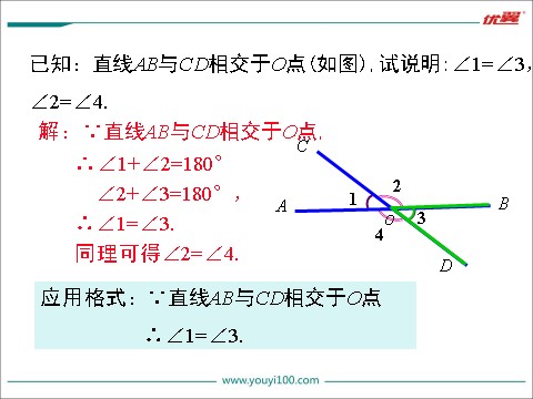 初一下册数学（湘教版）4.1.2 相交直线所成的角第8页